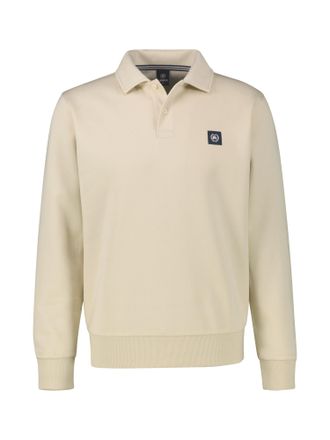Lerros Langarm-Poloshirt LERROS LERROS Langarm-Poloshirt in &Uuml;bergr&ouml;ssen, Herren, Gr. 6XL, weiss (foam wei&szlig;), 50% Baumwolle, 50% Polyester, ohne Ausschnitt, S