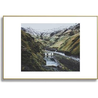 Deny Designs Seljavallalaug Iceland Framed Art Print in Golden Tones at Nordstrom, Size 24X36