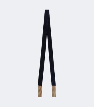 Etro Beaded fringed velvet scarf