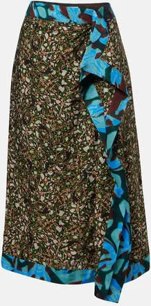 Dries Van Noten Printed ruffled midi skirt