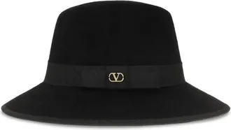 Valentino Garavani Black Logo Fedora Hat
