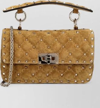 Valentino Garavani rockstud spike small suede leather clutch bag