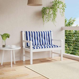vidaXL Cuscini Panca Giardino 2pz Righe Bianche Blu 100x50x7cm Tessuto - Vidaxl
