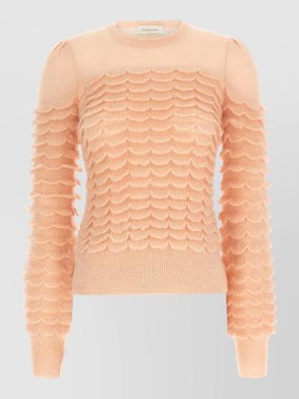 Zimmermann scallop knit sweater crew neck design