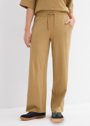 Bonprix Jerseyhose BONPRIX, Damen, Gr. 56/58 (XXXL), N-Gr, khakibraun, Jersey, Obermaterial: 100% Baumwolle, loose fit, Hosen Jerseyhose, aus Baumwolle, locke