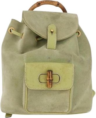 Gucci Pre-owned bamboo rugzak - Dames - Vintage Rugzakken - Groen - ONE Size - Leer - Vintage