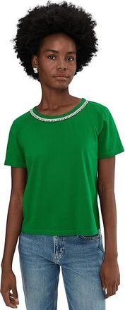 Lilly Pulitzer Clairmont Rhinestone Knit Womens T Shirt Bamboo Green : XXS, Cotton