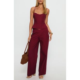 Princess Polly Kierstyn Cotton Camisole & Pants Set in Currant at Nordstrom, Size 12