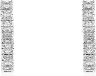 Swarovski Hyperbola Pierced Earrings Hoop Twist Rhodium Shiny White