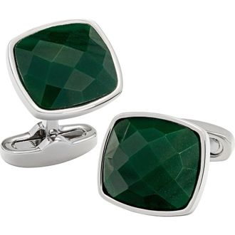 Link Up Square Green Faceted Stone Cufflinks at Nordstrom