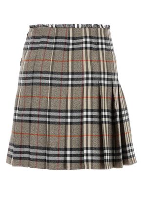 Burberry Womens Embroidered Wool Skirt Craterdkcharcoalc Exterior: Gonne