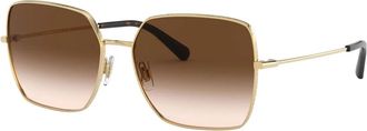 Dolce & Gabbana Vierkante metalen zonnebril met dunne pootjes en Havana-acetaattips - unisex - Zonnebrillen - Geel - 57 MM - Accessoires