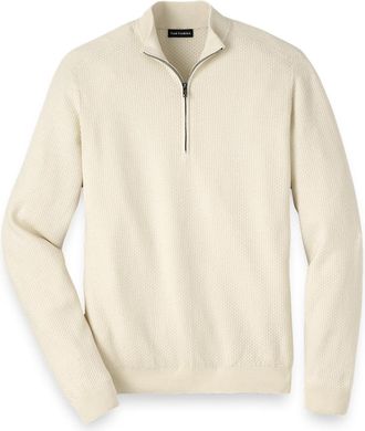 Paul Fredrick Silk Cotton Cashmere Quarter Zip Mock Neck Sweater