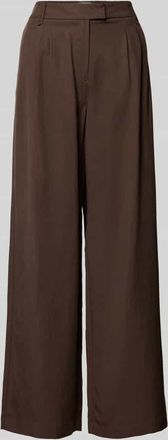 Comma Wide Fit Leinenhose mit elastischem Bund in Dunkelbraun, Gr&ouml;&szlig;e 34