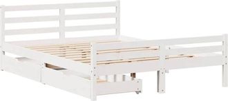 vidaXL Bed Frame without Mattress White 140x200 cm Solid Wood Pine vidaXL