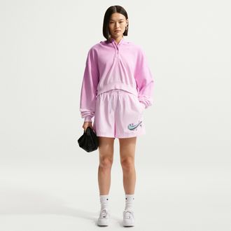 Nike Womens Nike Sportswear Essentials Mid-Rise Woven Shorts in Pink | IR4759-663