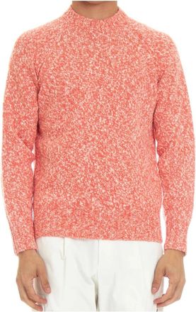Drumohr Bicolor Trui Raglan Stijl - Heren - Ronde hals truien - Oranje - 2XL - Truien & Vesten
