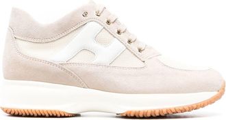 Hogan Interactive low-top sneakers - women - Calf Suede/Fabric/Calf Leather/Fabric/Rubber - 38.5 - Neutrals