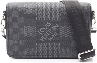 Louis Vuitton Damier Graphite Black Coated Canvas Leather Shoulder Bag (Pre-Owned)