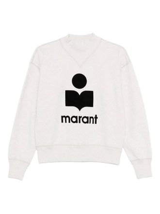 Isabel Marant Moby flocked-logo sweatshirt - women - Polyester/Cotton - 34 - Neutrals