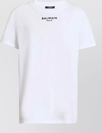 Balmain crew neck nylon blend silk top