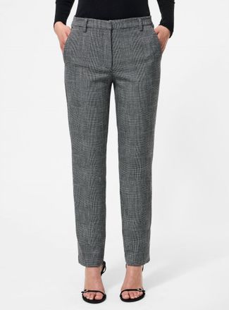 French Connection Owens Plaid Cropped Slim Fit Pants In Charcoal