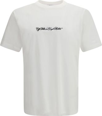 Off-white Mens T-Shirt Script Arrow White Cotton T-Shirts And Polos
