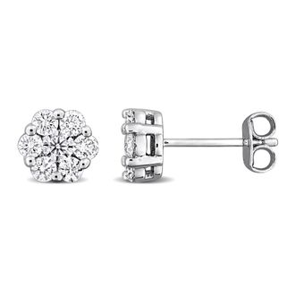 Mimi & Max Created Forever 1ct TW Lab-Grown Diamond Halo Stud Earrings Sterling Silver