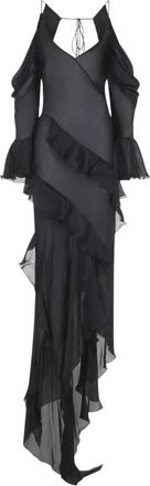 Roberto Cavalli Vestido lencero de gasa de seda - Dresses - Mujer - Negro - M