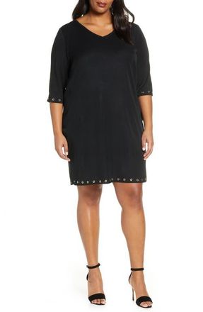 Ming Wang Grommet Detail Sheath Dress in Black at Nordstrom, Size 1X