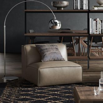 Castlery Dark Brown Top Grain Leather Armless Sofa by Castlery