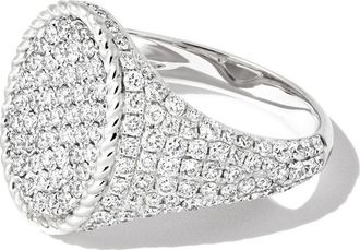 Yvonne Léon 18K White Gold Chevaliere Diamond Signet Ring - Womens - 18kt White Gold