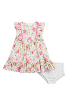 Pippa & Julie Kids Daphne Floral Ruffle Trim Dress in Pink at Nordstrom, Size 6-9M