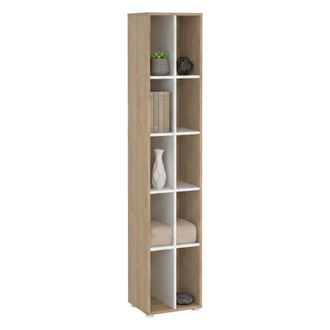 Dmora Dmora - Estante Para Libros Erevan, Estante De Oficina, Porta Libros M&oacute;vil, Biblioteca, 41x34 H205 Cm, Roble Y Blanco