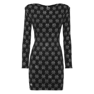 Philipp Plein Party Dresses, female, Black, Size: M Short Dress Monogram