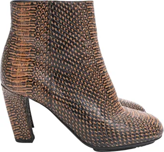 Dries Van Noten Animal-Print Ankle Boots in Multicolor Leather