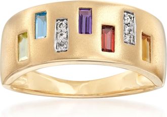 Ross-Simons Multi-Gem Ring With Diamond Accents in 14kt Yellow Gold