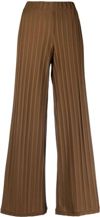 Viktor & Rolf ribbed-knit wide-leg trousers - women - Recycled Polyester - S - Brown