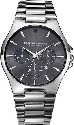 Geoffrey Beene Blue Sapphire Chronograph Bracelet Watch, 42mm in Silver at Nordstrom Rack