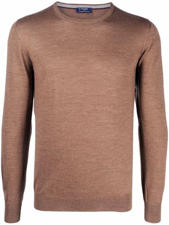 Barba fine-knit crew-neck jumper - men - Virgin Wool/Silk - 54 - Brown