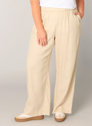 Base Level Curvy Leinenhose BASE LEVEL CURVY Yula, Damen, Gr. 54/56, N-Gr, beige (light beige), Web, Obermaterial: 55% Leinen, 45% Viskose, unifarben, loose fit lang, 