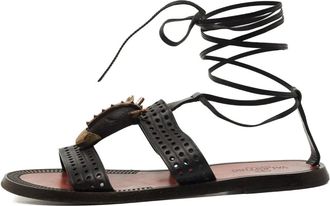 Valentino Garavani Sandali in pelle con lacci - Nero