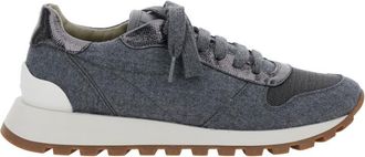Brunello Cucinelli Grey Lace Up Sneakers