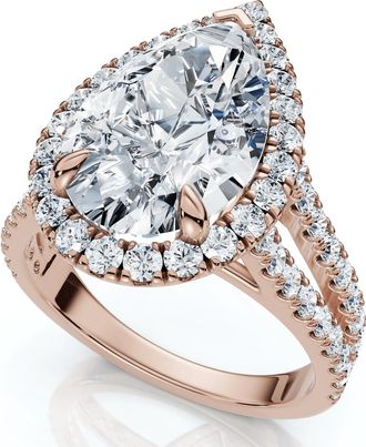 Pompeii3 Certified 3 3/4Ct Pear Shape Diamond Engagement Ring 14k Gold or Pt Lab Grown