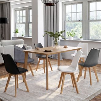IDMarket Idmarket - Lote De 6 Sillas Escandinavas Sara De Terciopelo Patchwork Gris Oscuro, Blanco, Negro Y Negro, Gris Y Blanco