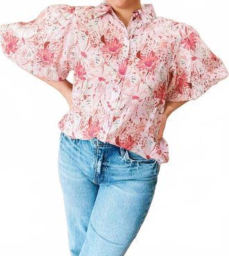 Papillon Carrie Balloon Sleeve Top In Pink