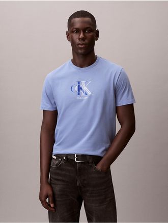Calvin Klein Jeans Calvin Klein Mens Double Monogram Graphic Classic T-Shirt - Blue - 2XL
