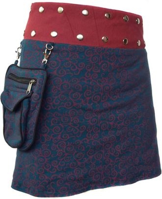 Gheri Floral Short Popper Removable Pocket Reversible Cotton Skirt E