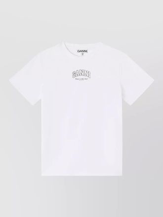 Ganni cotton logo-print crewneck t-shirt