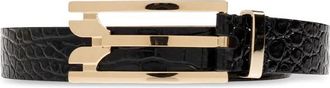 Victoria Beckham Croco-Embossed Leren Riem - Dames - Riemen - Zwart - 90 CM - Leer - Accessoires